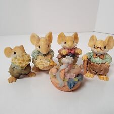 Vintage Early 1990'S Little Cheesers' By GANZ 4 Resin Mouse Figures & Basket  picture
