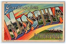 1954 Large Letter Greetings From Missoula Montana MT Unposted Vintage Postcard picture
