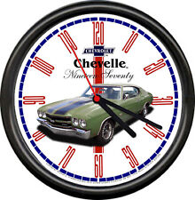 Licensed 1970 Chevelle Green Muscle Car Chevrolet General Motors Sign Wall Clock picture
