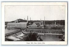 c1905 Paper Mill Factory Exterior Building Eau Claire Wisconsin Vintage Postcard picture