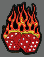 CAFÉ RACER  FLAMING RED DICE EMROIDERED BIKER PATCH  picture