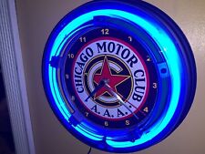 AAA Chicago Motor Club Garage Advertising Neon Wall Clock Sign picture