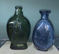 2 Vintage Green Fisch‘s Bitters Fish Wheaton & Delaware Blues DAR Eagle Bottles picture