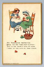 C.1915 RAPHAEL TUCK THANKSGIVING, APPLES PEELING, GILT SCHMUCKER(?) Postcard P9 picture