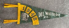 1948 Delaware Water Gap Pennsylvania Vintage Souvenir Felt Pennant Green Yellow picture