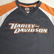 Harley Davidson Men's Black/Orange Logo V-Neck Size Large picture