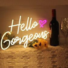 Dimmable Hello Gorgeous Warm LED Neon Light Sign For Gilr's Room Wall Decor Gift picture