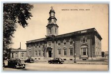 1944 Memorial Building Exterior View Classic Cars Athol Massachusetts Postcard picture