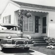 A9 Photograph Desoto Driveway Car Automobile Americana 1946 Cute Cottage  picture