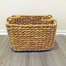 Vintage Large Water Hyacinth Basket Hand Woven Very Sturdy Rectangular Basket picture