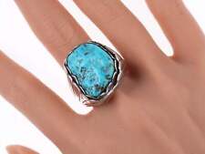 sz14 Large Vintage Navajo Sterling, turquoise ring picture
