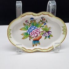 Herend Hungary Trinket Tray Floral Queen Victoria Hand Painted VTG 5.5' x 3.5