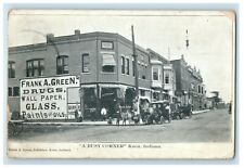 1913 A Busy Corner Knox IN, Frank Green Drugs Wall Paper Glass Plaints Postcard picture