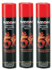 3 Can Neon 5X Refined Butane Lighter Gas Fuel Refill 300 mL /10.14 oZ Cartridge picture