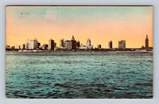 Miami FL-Florida, Skyline From The Causeway, Antique, Vintage c1935 Postcard picture