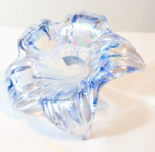 Vintage Lily Shaped Flower Bud Vase Handblown Sparkling Blue Glass Interpur picture