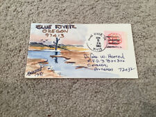 1981 BLUE RIVER, Oregon: Signed FOLK ART WATERCOLOR Postal Cover GEORGE HARROD picture