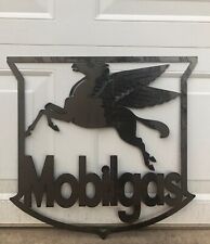 MOBILGAS SHIELD VINTAGE OIL GAS PUMP METAL SIGN MOBIL REPRODUCTION WALL DECOR picture