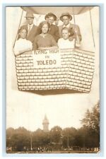 c1910 Flying High Hot Air Balloon Studio Portrait Toledo OH RPPC Photo Postcard picture