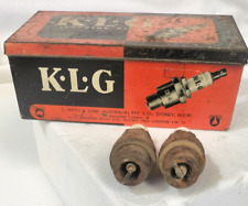 Vintage K.L.G KLG Sparking Plugs Tin TFS50 & 2x Edison USA Spark Plugs - AF picture