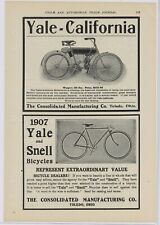 1907 Consolidated Mfg. Co. Ad: Yale California Motorcycle, Bicycle - Toledo OhiO picture