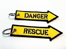 2 Pcs Motorcycle Meme Keychain DANGER RESCUE REMOVE BEFORE FLIGHT TAG picture