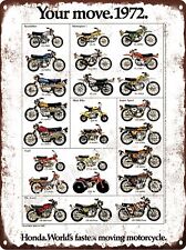 1972 HONDA LINE UP FULL LINE VINTAGE MOTORCYCLE Bike Metal Sign 9x12