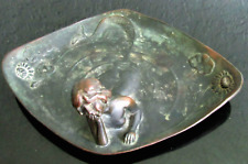 Vintage Bronze Art Deco Mermaid in a Lily Pond, Trinket Dish - 7.5WX5.5DX2.5H in picture