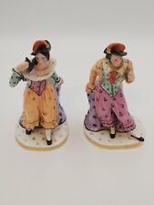 Vintage MCM Pair Of Woman And Man Victorian Planters Or Match Holders Porcelain  picture