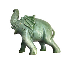 Large Heavy Antique Hand Carved Solid Jade Elephant Statue Unsigned Artist Marks picture