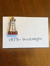 Vintage 1979 Lapel Hat Pin Pinback MWBA Bowling State Pin Muskegon Michigan EUC picture