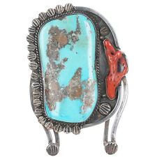 Colossal Vintage Native American Silver, turquoise, and coral Naja pendant picture