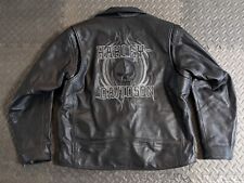 Harley Davidson Leather Motorcycle Jacket XL Tribal Skull design removable liner picture