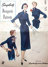 1950s SIMPLICITY Designer Pattern FItted Suit LARGE ENVELOPE 8293 Sz14 B32 picture