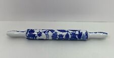 Vintage Blue Willow Ceramic Rolling Pin Marked on one End picture