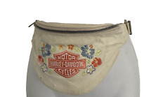 Vintage Harley Davidson Fanny Pack Womens Ivory Canvas Floral Rare picture