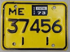 1973 Maine Motorcycle Bright Yellow Embossed License Plate # 37456 picture