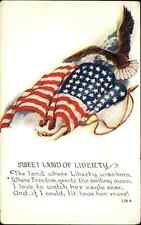 Eagle and American Flag Land of Liberty Patriotic c1910 Vintage Postcard picture
