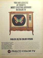 Philco Color TV French Provincial Cabinet Butterfly Vintage Print Ad 1964 picture