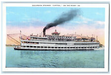 c1930's Excursion Steamer Capitol on the River Vintage Unposted Postcard picture