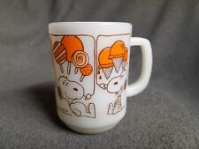 Vintage 1958 Snoopy Fire King Cup Mug Milk Glass Sweet Dreams White/Orange picture