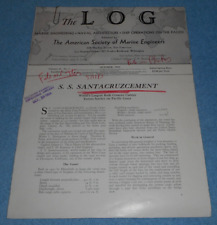 1934 The Log American Society Marine Engineers SS Santacruzcement Article ONLY picture