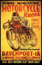 VINTAGE FLAT TRACK MOTORCYCLE RACING 12x18 POSTER INDIAN-MERKEL GREAT GRAPHICS picture