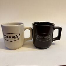 2 DENNY'S Vintage Coffee Mugs Speckled D Shaped Handle USA Restaurant Ware picture