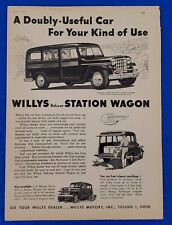 1953 WILLYS DELUXE STATION WAGON ORIGINAL PRINT AD SHIPS FREE HURRICANE ENGINE picture
