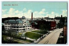 1910 Main Street Building Railroad Smokestacks Spencer Massachusetts MA Postcard picture