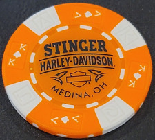 STINGER HD ~ OHIO (Orange AKQJ) Harley Davidson Poker Chip picture