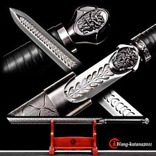 Silver Skull Ninjato 1060 Carbon Steel Japanese Double Edged Straight Sword picture