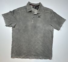 Harley Davidson Motorcycle Distressed Grey Collared Polo Shirt Men's Size Large picture