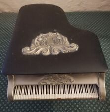 Vintage Napcoware Jewelry Music Box Grand Piano Wind Up All The Way Song Leather picture